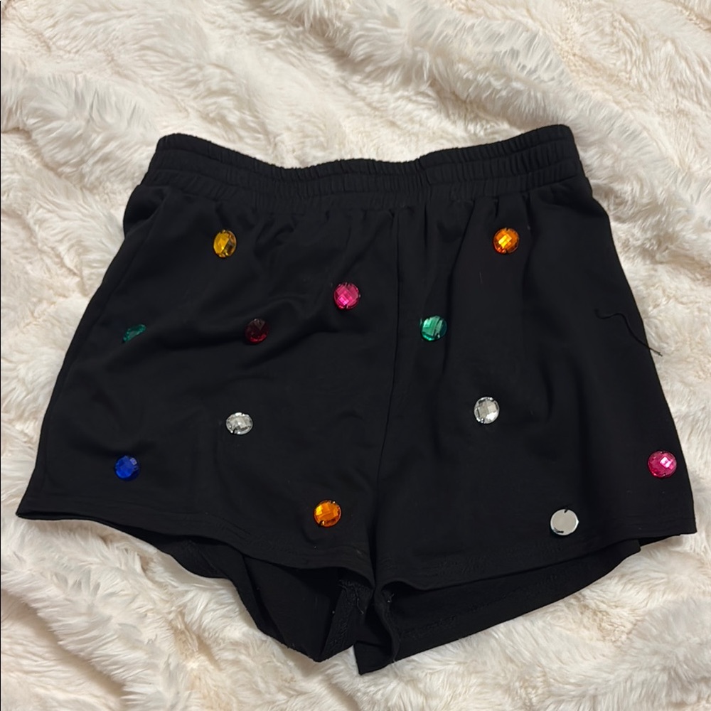 Black Shorts with colorful Rhinestones MATCHING SWEATER ON MY PAGE